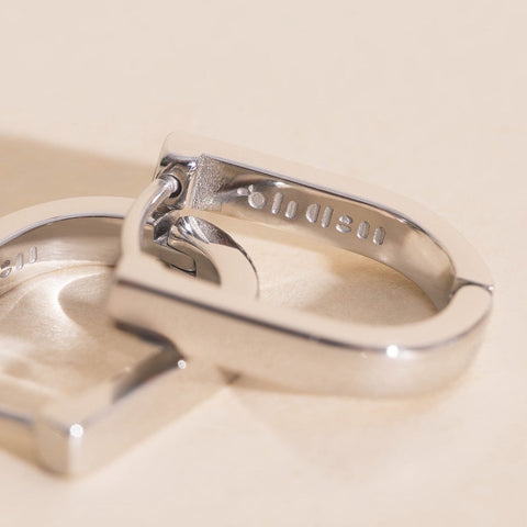 Titanium Smooth Stirrup Chunky Huggie Hoop Earrings
