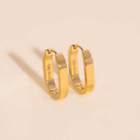 Titanium Smooth Oblong Huggie Hoop Earrings