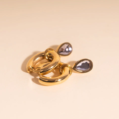 Lilac Drop Huggie Hoop Charms