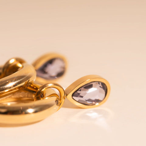 Lilac Drop Huggie Hoop Charms