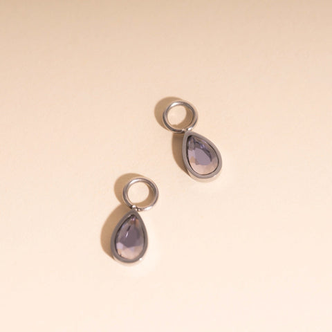 Lilac Drop Huggie Hoop Charms