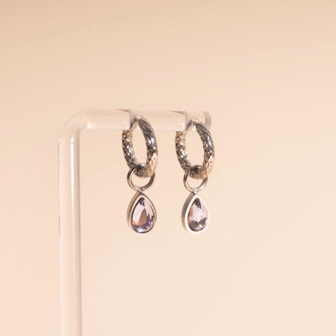 Lilac Drop Huggie Hoop Charms