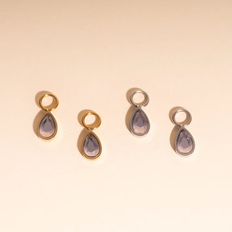 Lilac Drop Huggie Hoop Charms