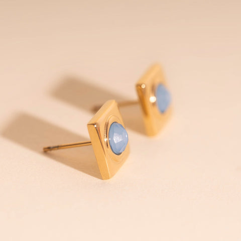 Square Stone Stud Earrings