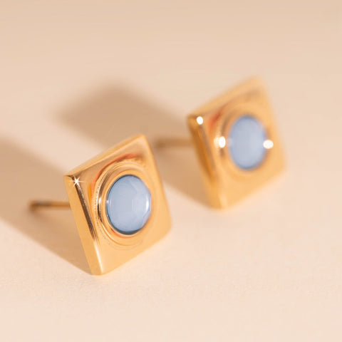 Square Stone Stud Earrings