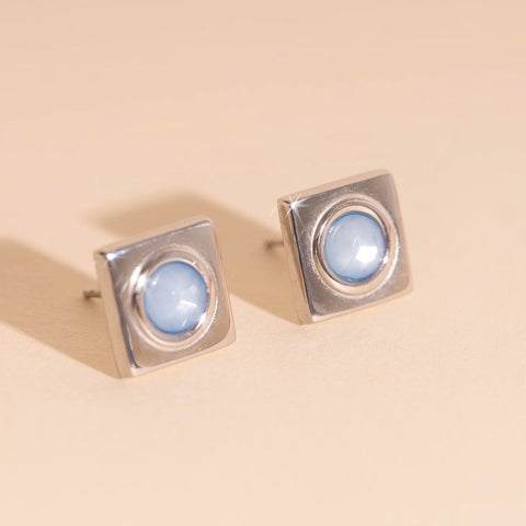 Square Stone Stud Earrings