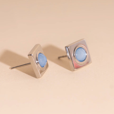 Square Stone Stud Earrings