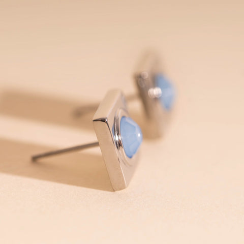 Square Stone Stud Earrings