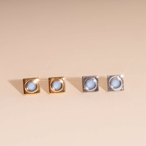 Square Stone Stud Earrings