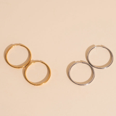 Titanium Circle Rounded Huggie Hoop Earrings