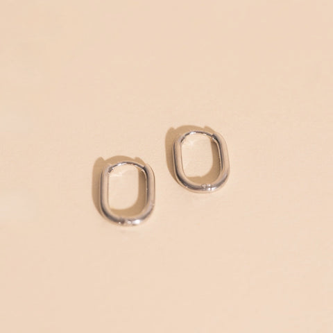 Titanium Rectangle Rounded Huggie Hoop Earrings