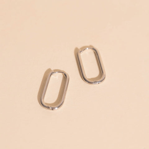 Rectangle Rounded Huggie Hoop Earrings
