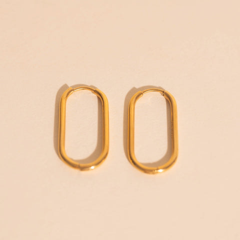 Rectangle Rounded Huggie Hoop Earrings
