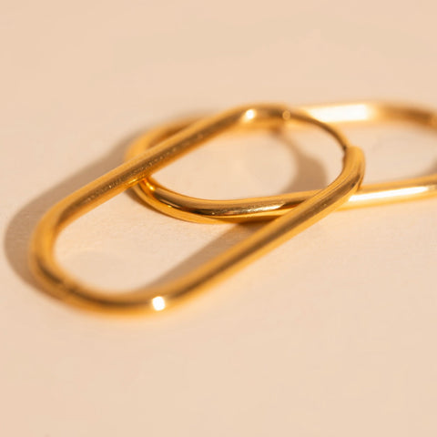 Titanium Rectangle Rounded Huggie Hoop Earrings