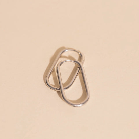 Titanium Rectangle Rounded Huggie Hoop Earrings