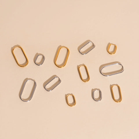 Titanium Rectangle Rounded Huggie Hoop Earrings