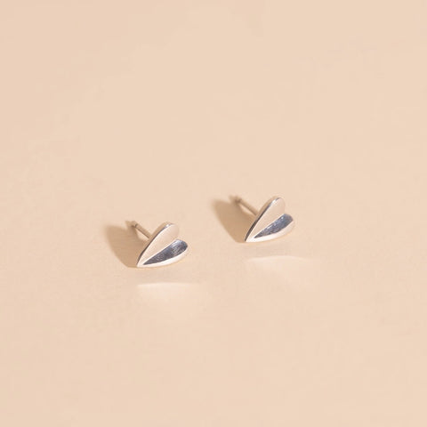 Folded Heart Stud Earrings