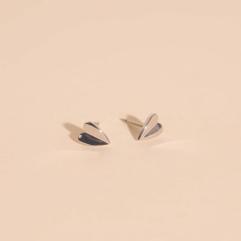 Folded Heart Stud Earrings