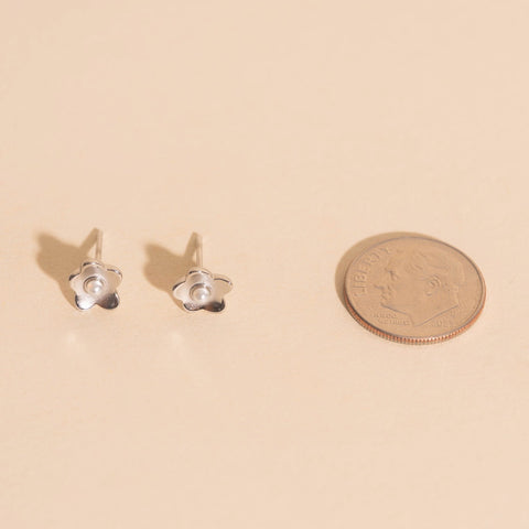 Mini Pearl Flower Stud Earrings