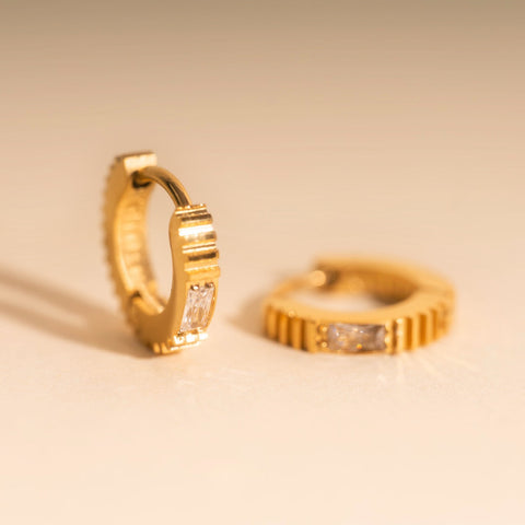 Crystal Textured Tiny Huggie Hoop Earrings