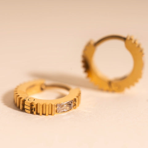 Crystal Textured Tiny Huggie Hoop Earrings