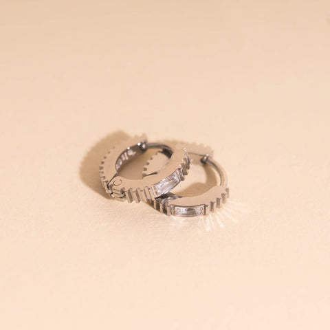 Crystal Textured Tiny Huggie Hoop Earrings