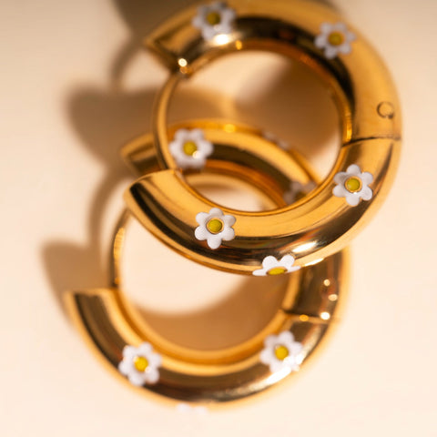 Daisy Chunky Rounded Huggie Hoop Earrings