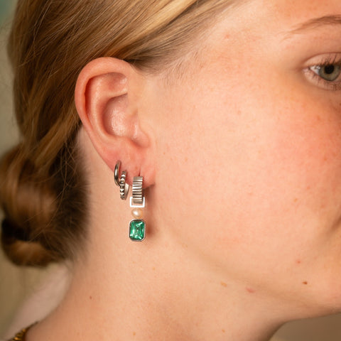 Studded Huggie Hoop Earrings