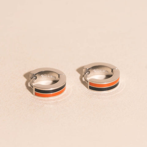 Team Spirit Striped Chunky Huggie Hoop Earrings
