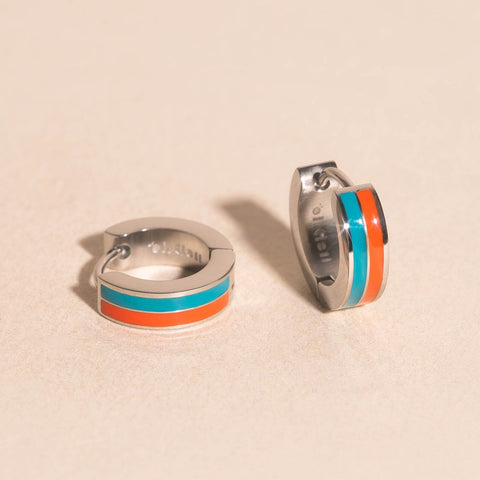 Team Spirit Striped Chunky Huggie Hoop Earrings