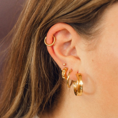 Twisted Rope Rounded Huggie Hoop Earrings