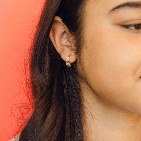 Bloom Trio 3D Huggie Hoop Earrings