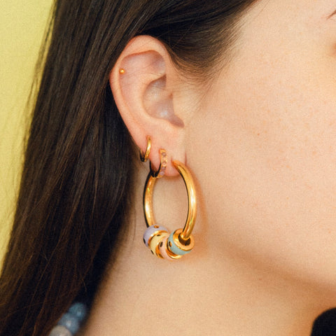 Color Pop Chunky Huggie Hoop Charms