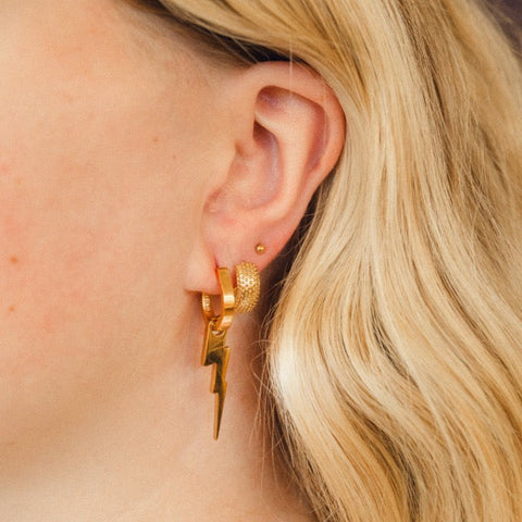 Lightning Bolt Huggie Hoop Charms