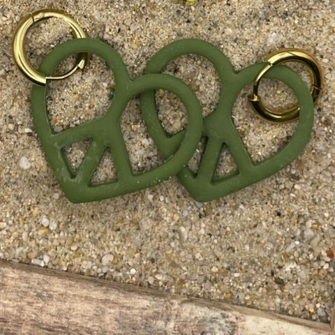 Peace Heart Dangly Hoop Earrings