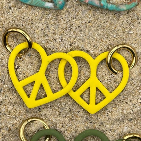 Peace Heart Dangly Hoop Earrings