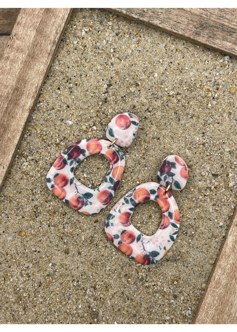 Peach Printed Dangle Earrings