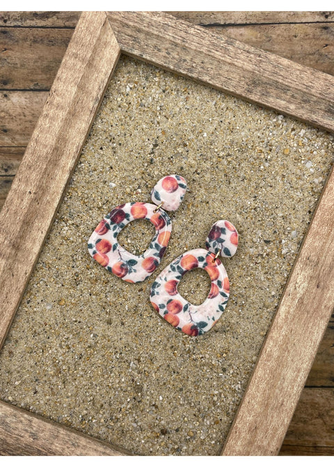Peach Printed Dangle Earrings