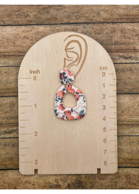 Peach Printed Dangle Earrings