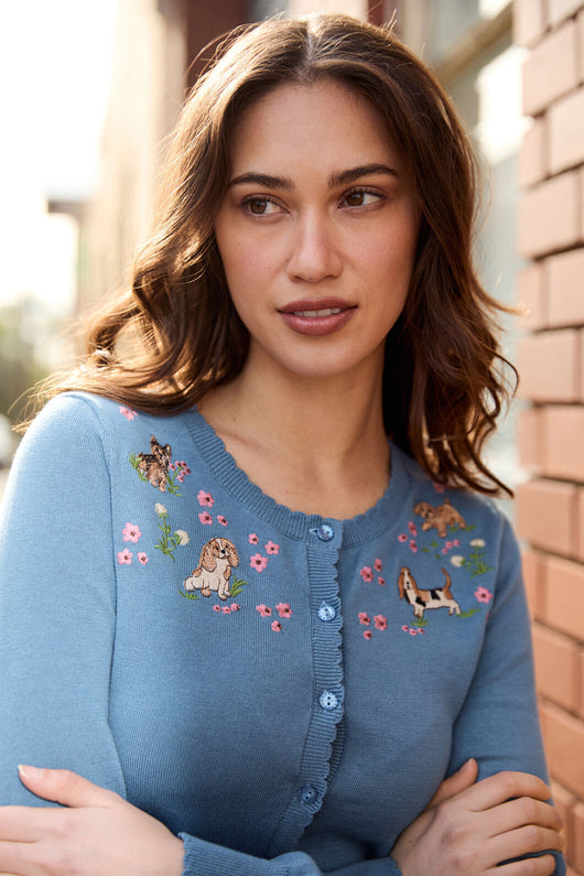 Cute Dogs Embroidered Cardigan
