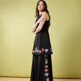 Fleur Embroidered Flowy Wide Leg Pant