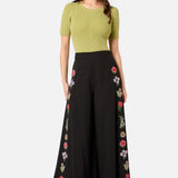 Fleur Embroidered Flowy Wide Leg Pant