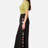 Fleur Embroidered Flowy Wide Leg Pant