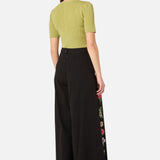 Fleur Embroidered Flowy Wide Leg Pant