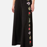 Fleur Embroidered Flowy Wide Leg Pant