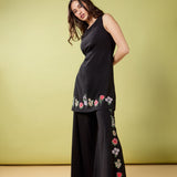 Fleur Embroidered Flowy Wide Leg Pant