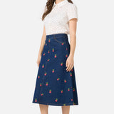 Radish Embroidered Denim Skirt