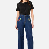 Raspberry Embroidered Jeans