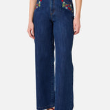 Raspberry Embroidered Jeans