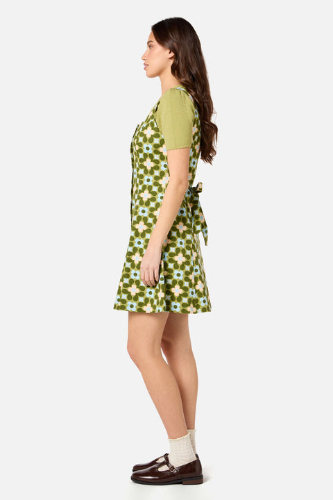 mini pinafore dress Beige Gingham Check Ellie Mini Pinafore Dress
